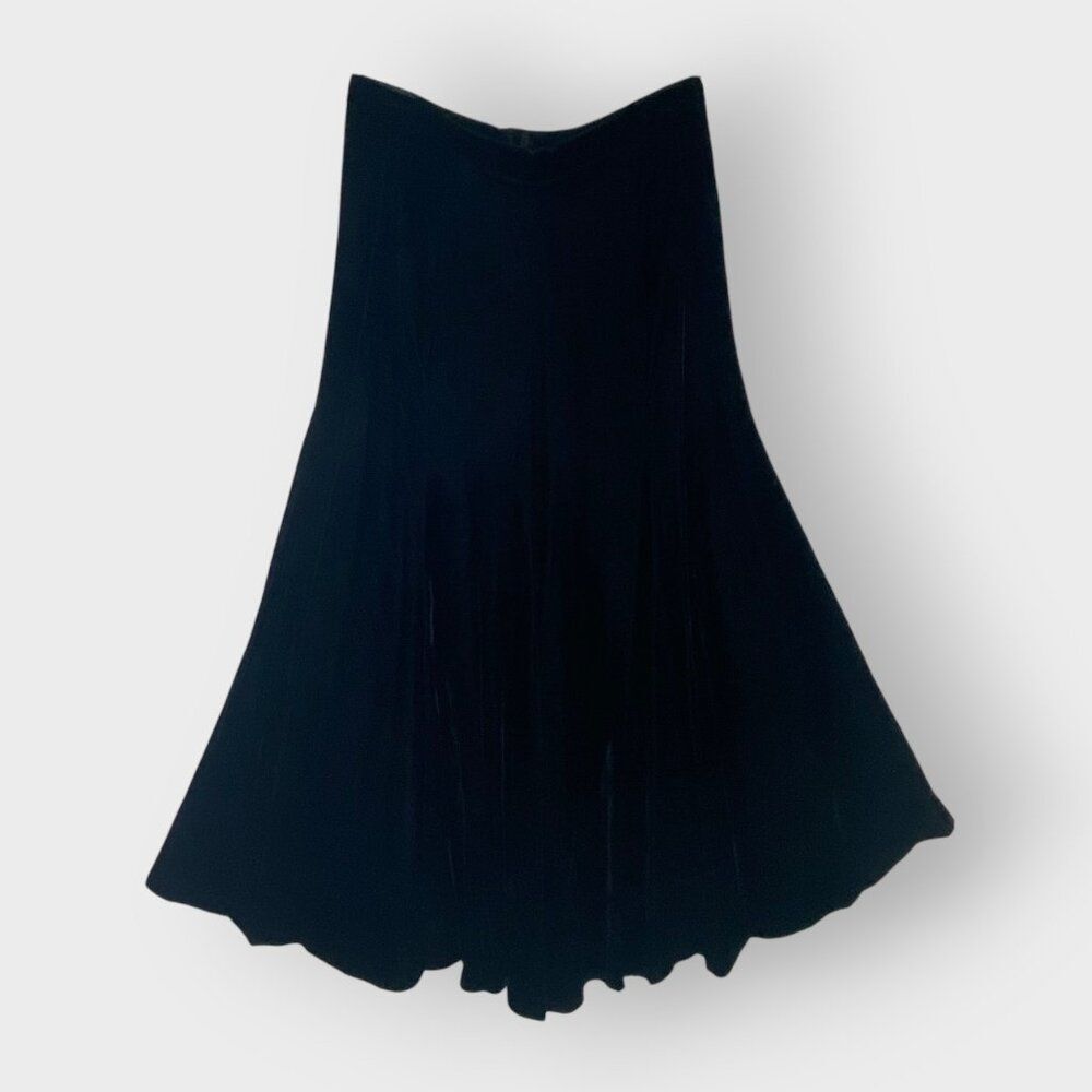 Vintage Gothic Witchy Vamp Maxi Skirt | Black Velvet | Flowy